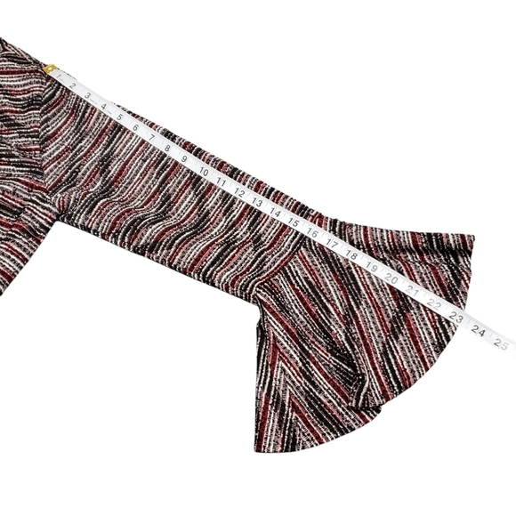 Zink London Retro 100% Woolen Jacket Large Textured Bell Sleeve Open Front Red - Picture 9 of 15